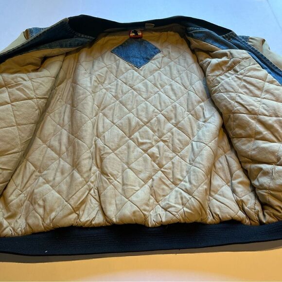 Disney Inc. Rare 90's Men's Mickey Mouse Blue and Tan Denim Varsity Jacket XL - Picture 11 of 13